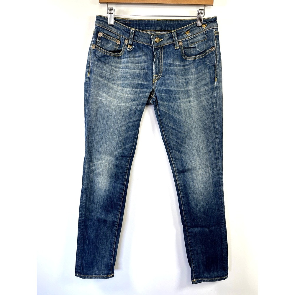 R13 Jeans Womens Low Rise Skinny Stretch Denim Jeans Size 29 Blue Made In Italy